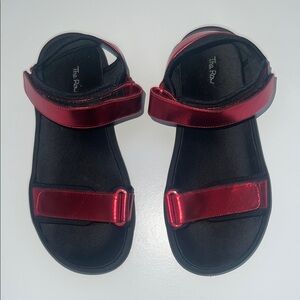 The Row Hook And Loop Sandals Metallic Ruby Red Sandals